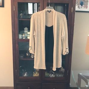 One piece tan blouse/jacket with black tank top 2X